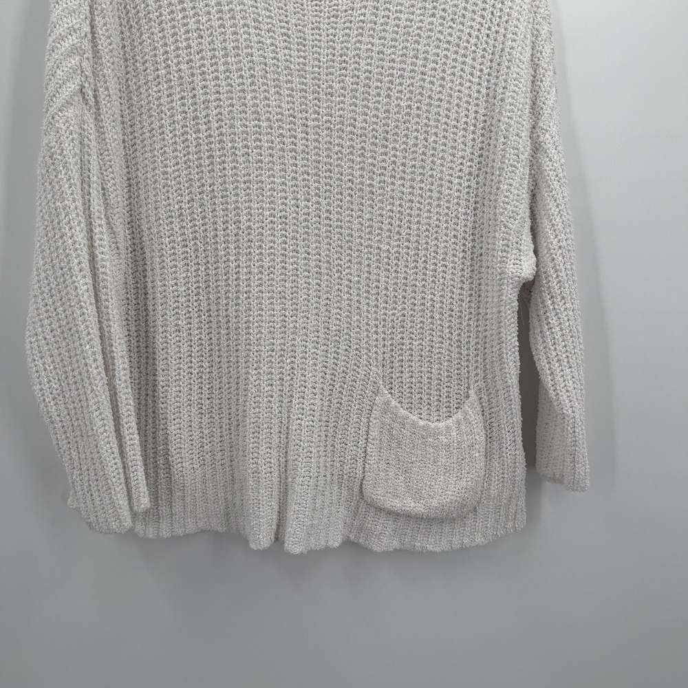 Habitat Sweater Womens XL White Knit Scoop Neck Long Sleeve Tunic Pocket - Picture 2 of 12